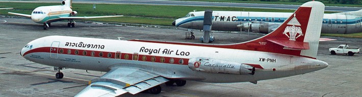 Royal Air Lao Caravelles and other 1970s aviation photography memories by Ron Kosys Royal Air Lao Se210 XW-PNH Caravelle at Bangkok 1975. Photo by Ron Kosys.