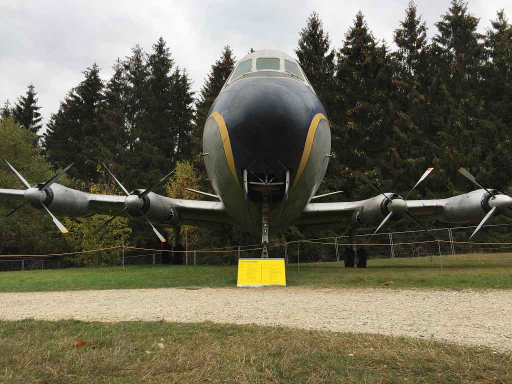 Under nose study of the Lufthansa Viscount 800 D-ANUM at the Hermeskeil aviation museum in Germany.