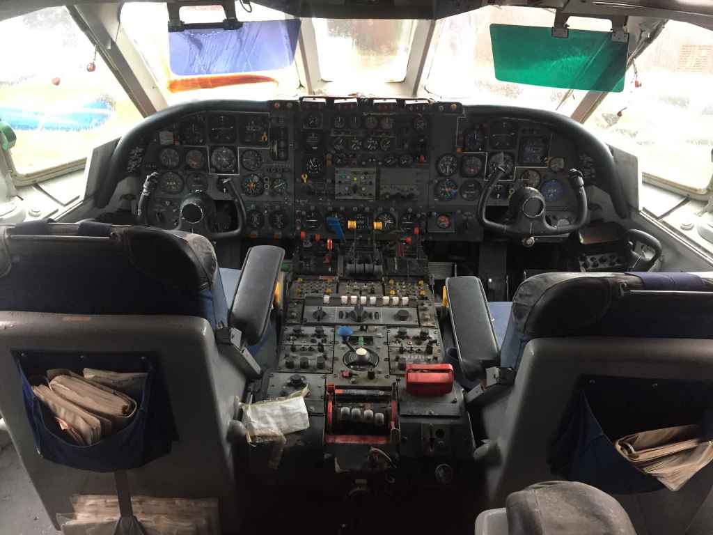 Front office view aboard Vickers VC-10 G-ARVF at the Hermeskeil aviation museum in Germany.