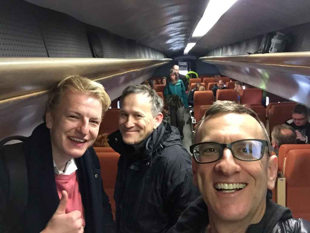 Like everyone else, we stopped inside the mock-up Concorde for some warm drinks after spending several hours in the cold elements taking in the Hermeskeil aviation museum in Germany. Left to right, Niels Dam, Andreas Stryk, and Henry Tenby.