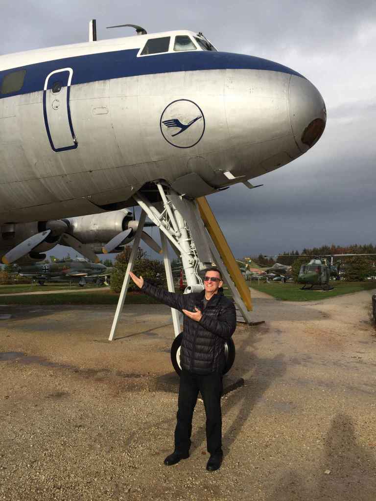 Henry Tenby with the fabulous Lufthansa Lockheed Super Constellation at the Hermeskeil aviation museum in Germany.