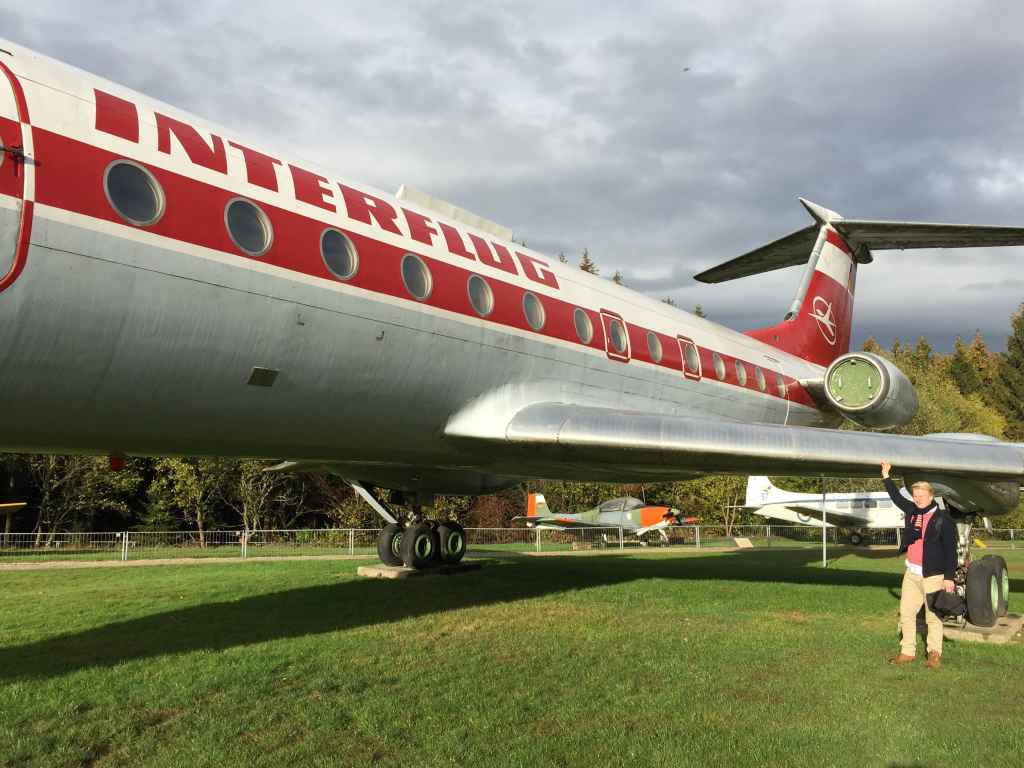 Niels Dam does a ground inspection on the awesome Interflug Tupolev Tu-134 at the Hermeskeil aviation museum in Germany.