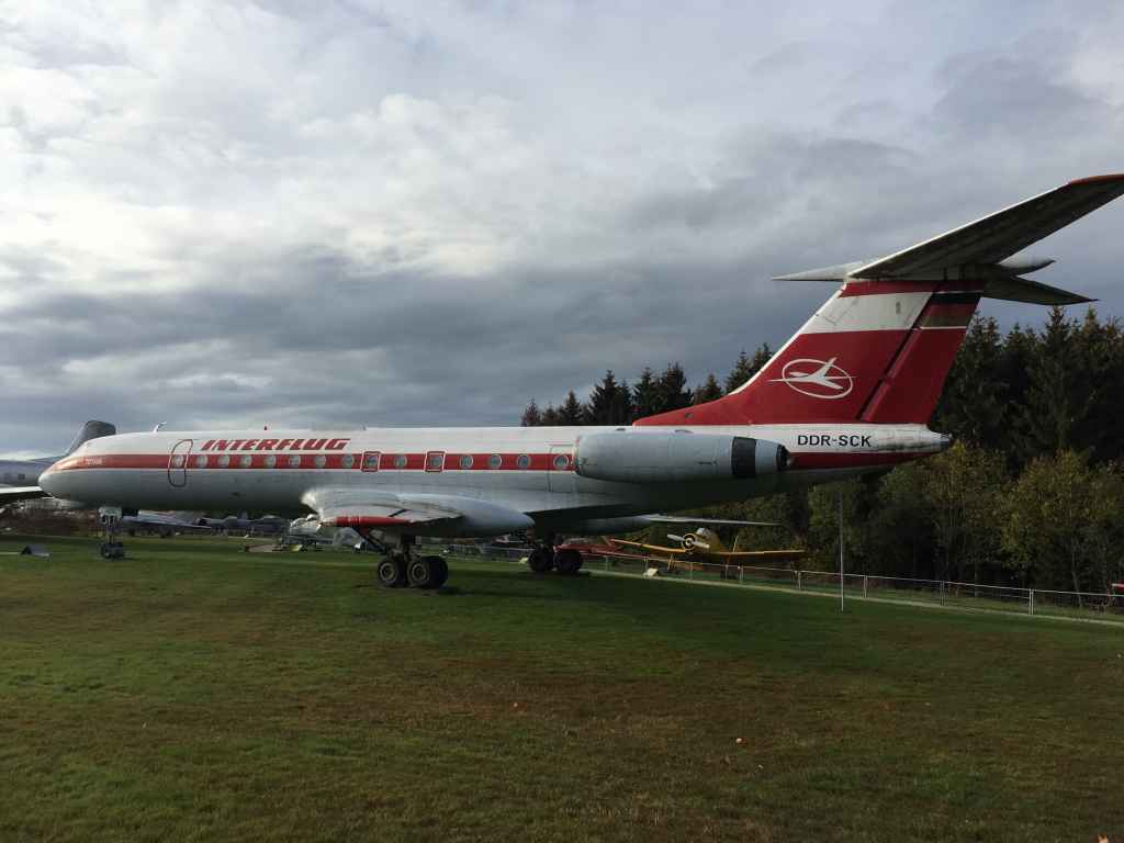 Another nice side profile view of Interflug Tupolev Tu-134 DDR-SCK at the Hermeskeil aviation museum in Germany.