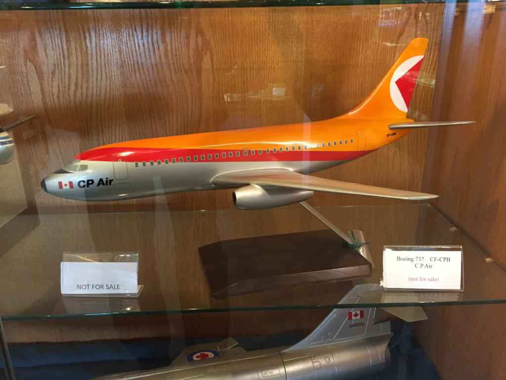 Lovely 1/50th scale CP Air Boeing 737-200 travel agent display model by Pacific Miniatures, circa early 1970s. At the Canadian Museum of Flight in Langley, BC.