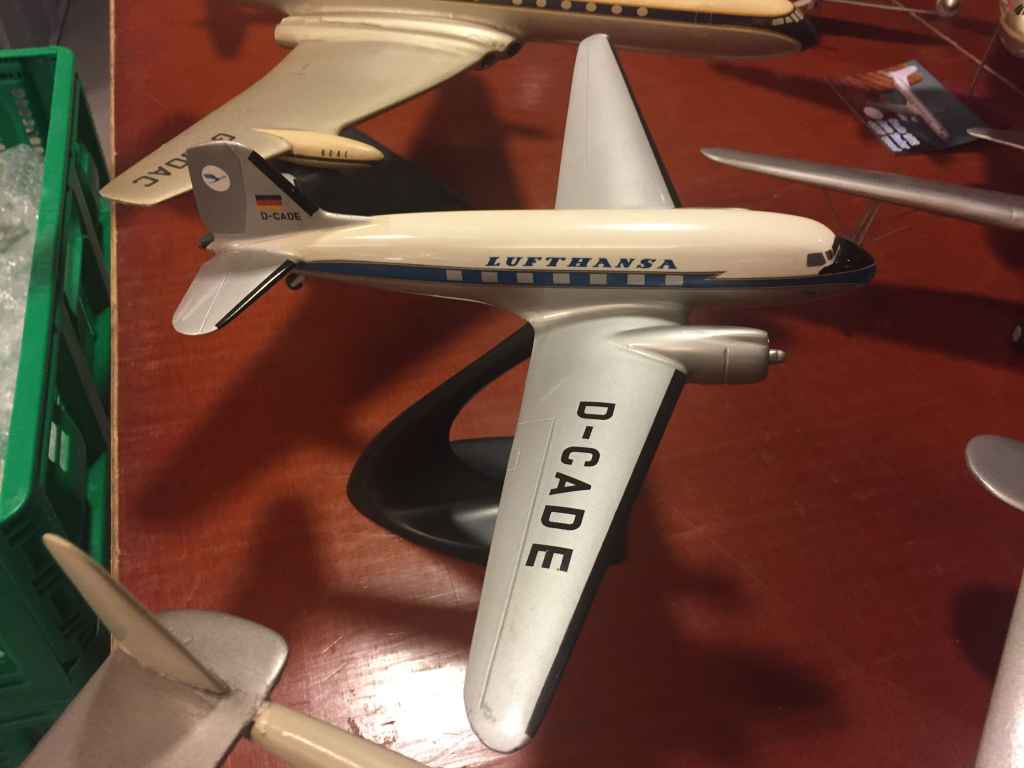 Top view, this is a very nice 1990s era Lufthansa DC-3 that was made by Verkuyl for the collectors market.