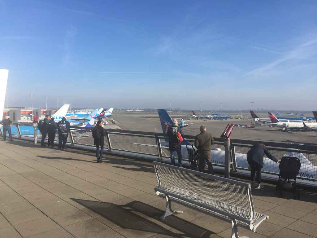 An aviation enthusiast's dream come true! A lovely open air observation deck with expansive views of the whole airport is what awaits visitors to Amsterdam's famous Schiphol airport.