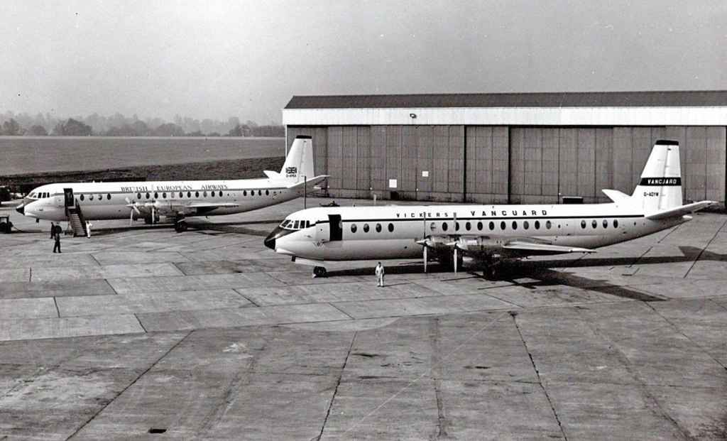 First built Vickers Vanguards G-AOYW and G-APEA at Weybridge circa 1959-1960.