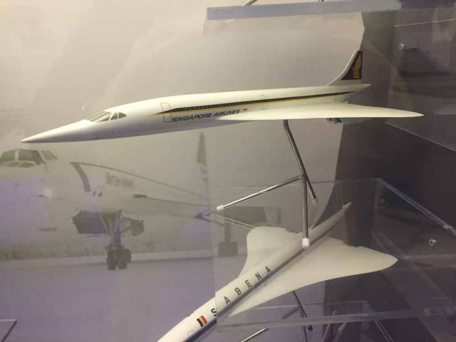 SABENA Belgian Airlines Concorde proposal model 1/72 by Westway Models, circa mid 1970s, on display on board the Concorde at the Brookands Museum in Weybridge, Surrey, UK.