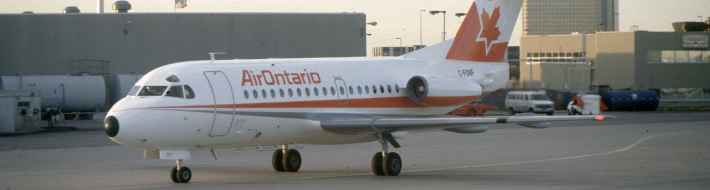 Air Ontario – Aircraft Fleet History SP4635 Air Ontario F28 C-FONF YYZ 1988