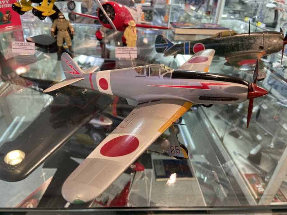 Japanese World War II zero type fighter in 1/48 scale made by Nemoto circa 1960s at the Wing Club store in Tokyo