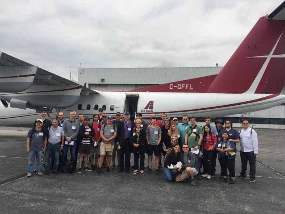All the charter participants posed for a group photo with our Air Tindi Dash-7 before our early morning departure from YVR to the Abbotsford airshow.