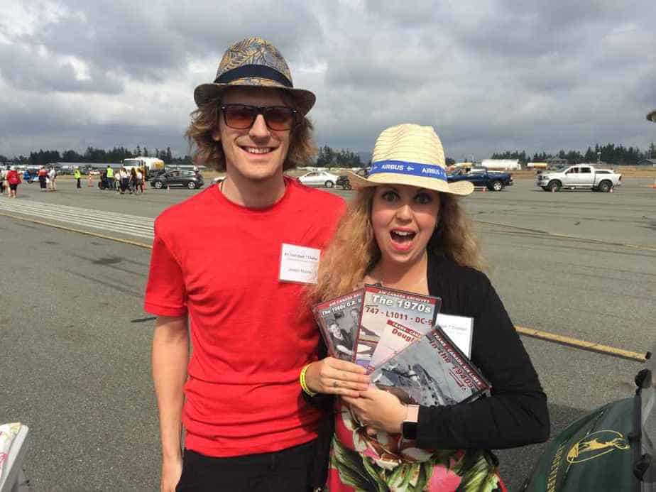 A very lucky Devon Scott won our big raffle of the day which included an Air Canada History DVD set! She was mega stoked!! This photo was taken on the Abbotsford apron after the airshow was over and before we boarded our Dash-7 for the return flight back to YVR.