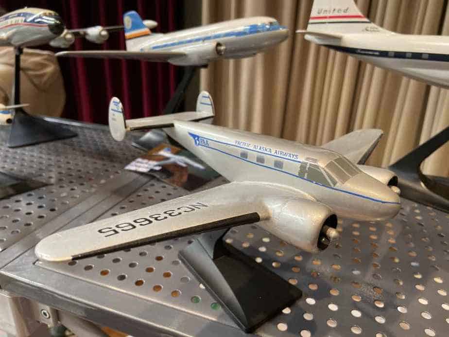 Ed van Rooijen from Amsterdam brought a fabulous selection of models for sale to the Frankfurt Schwanheim airline show in November 2019, including this 1/72 metal Beech 18 in Pacific Alaska livery.