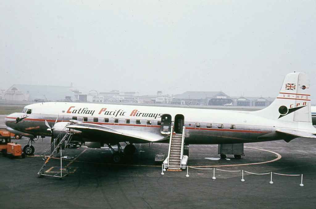 Cathay Pacific DC-6 VR-HFG at Tokyo Haneda circa 1960.