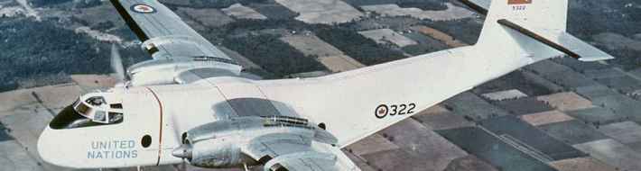 RCAF & Canadian Armed Forces DHC-4 CC-108 Caribou and CC-115 DHC-5 Buffalo 1960s-1980s – Photo History RCAF United Nations DHC-4 Caribou 5322 air-to-air circa late 1950s or early 1960s.