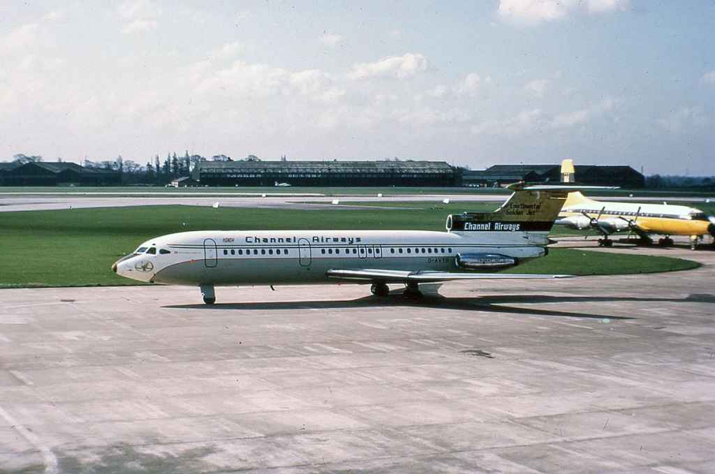Channel Airways Trident II G-AVYB February 1971 location not known.