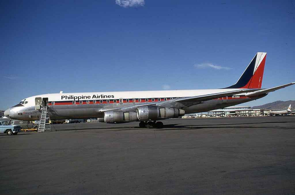 Philippine Airlines DC-8-53 PI-C801 at San Francisco January 1972.